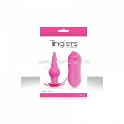 Розовая анальная пробка Tinglers - Plug II с вибрацией