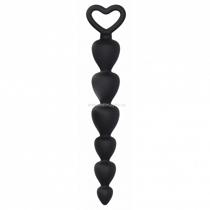 Черная анальная елочка Silicone Anal Beads - 17,5 см.