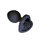 Черная силиконовая анальная пробка с основанием в виде сердечка со стразом - 7,5 см.