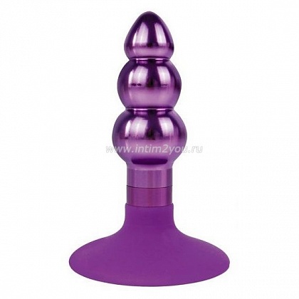 Фиолетовая анальная пробка-елочка с круглым ограничителем - 9 см.