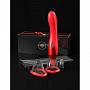Красный двухсторонний вибростимулятор Ultimate Pleasure 24K Gold Luxury Edition - 25 см.