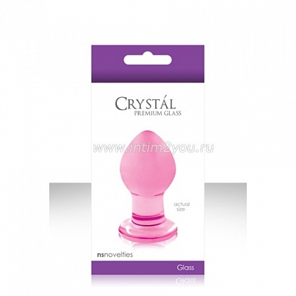 Малая розовая стеклянная анальная пробка CRYSTAL PLUG