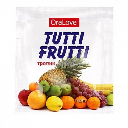 Пробник гель-смазки Tutti-frutti со вкусом тропических фруктов - 4 гр.