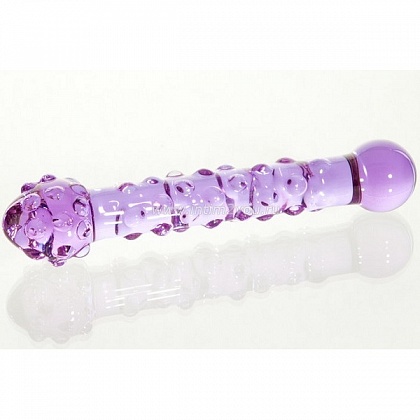 Нежно-фиолетовый стеклянный фаллоимитатор с шишечками