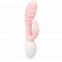 Нежно-розовый вибромассажёр Flirtation с клиторальным отростком - 20 см.